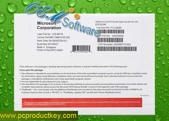 Sistema operacional inglês do Oem STD do padrão R2 de Windows Server 2012 da versão
